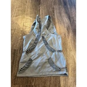 ALO‎ Yoga Seamless Ribbed Tank Top Shredded Cutout Racerback Athleisure Gray